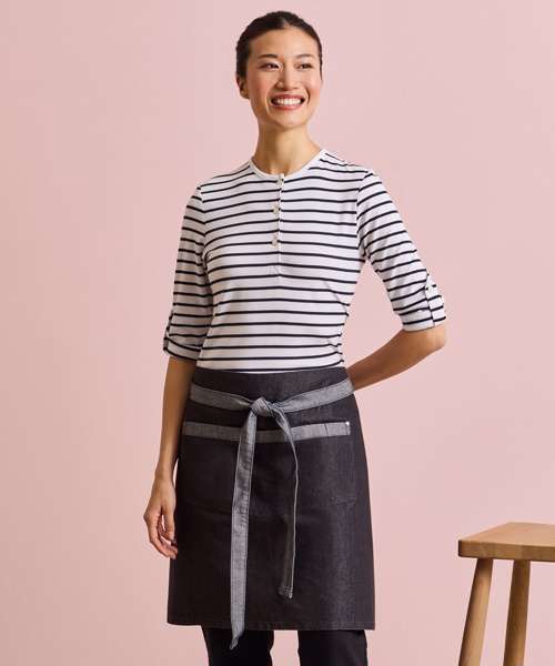 Domain contrast denim waist apron